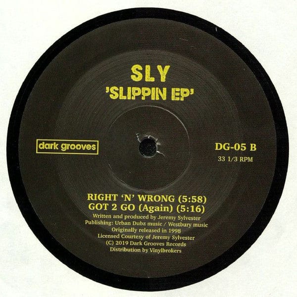 Sly – Slippin EP (12", Dark Grooves Records, 2019) Back Cover