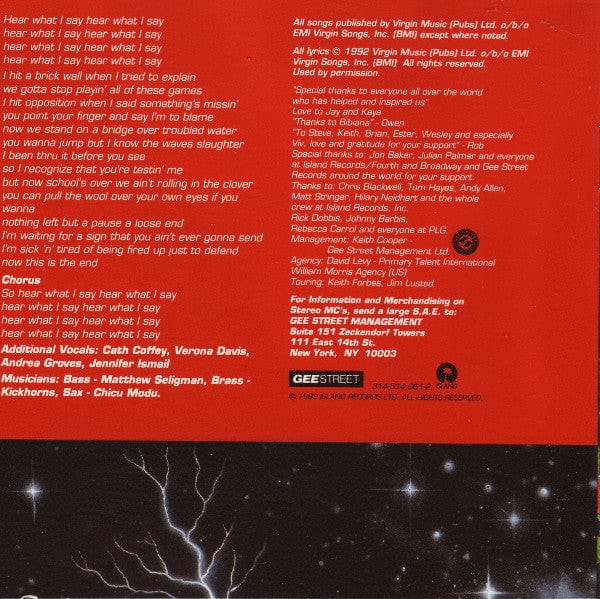 Stereo MC's – Connected (CD, Gee Street, 1992) Image 4