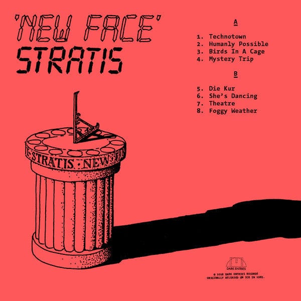 Stratis – New Face (LP, Dark Entries, 2019) Back Cover