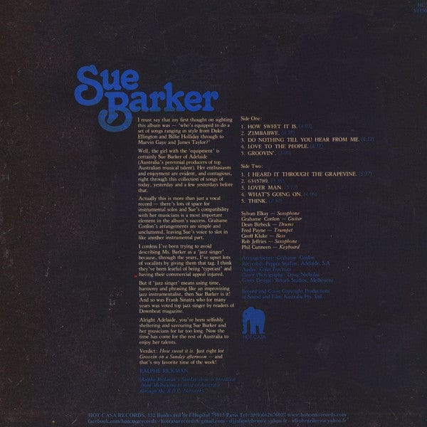 Sue Barker - Sue Barker (LP) Hot Casa Records Vinyl 376017935390