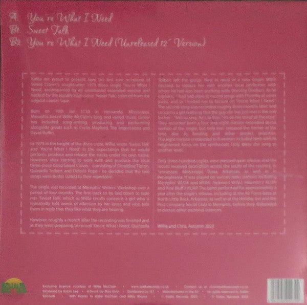 Sweet Clover - You're What I Need (12") Kalita Records Vinyl 4062548042399