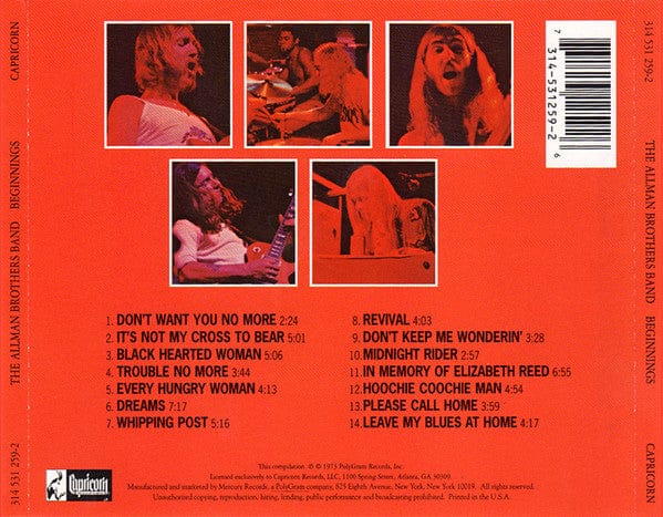 The Allman Brothers Band - Beginnings (CD) Capricorn Records CD 731453125926