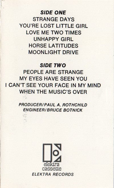 The Doors – Strange Days (Cassette, Elektra) Image 4