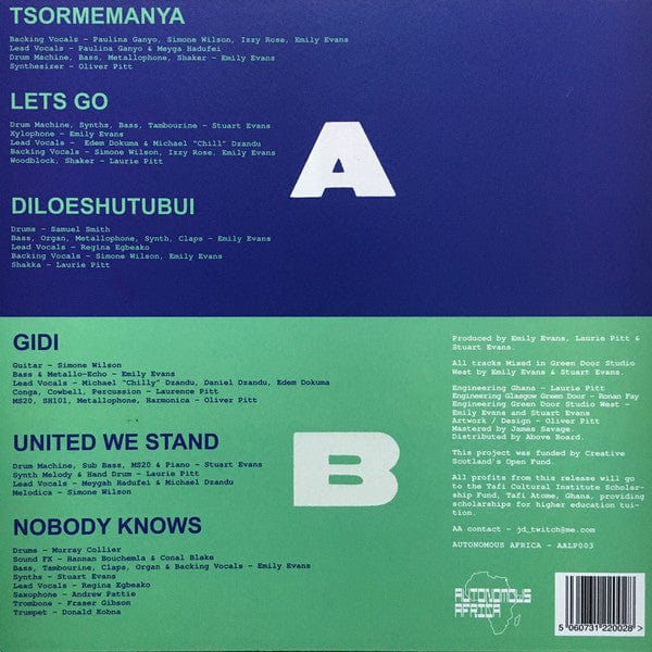 The Green Door Allstars – Youth Stand United (LP, Autonomous Africa, 2020) Back Cover