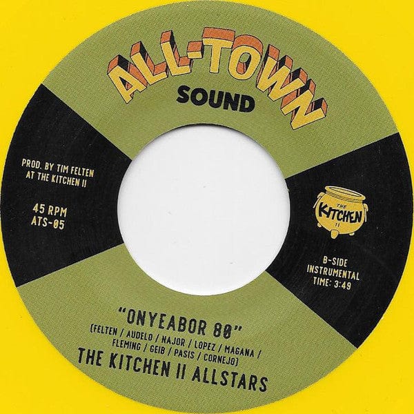 The Kitchen II Allstars – Bongo Grove / Onyeabor 80 (7", Yellow opaque, All-Town Sound, 2022) Back Cover