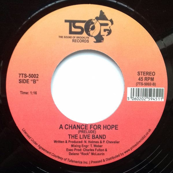 The Live Band – A Chance For Hope (7", The Sound Of Brooklyn (TSOB), 2020) Back Cover