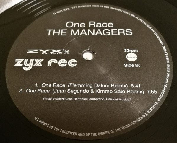 The Managers – One Race (12", ZYX Music, 2021) Image 3