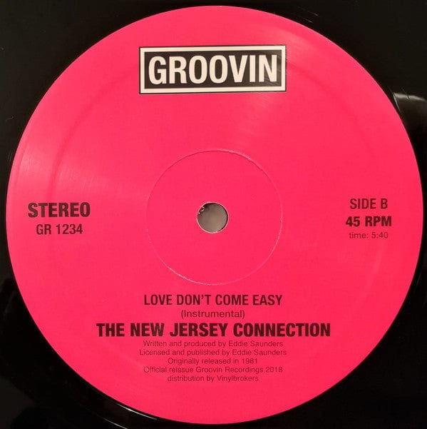 The New Jersey Connection – Love Don't Come Easy (12", Groovin Recordings, 2018) Back Cover