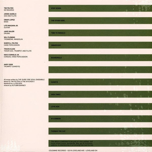 The Sure Fire Soul Ensemble – Step Down (LP, Colemine Records, 2022) Back Cover