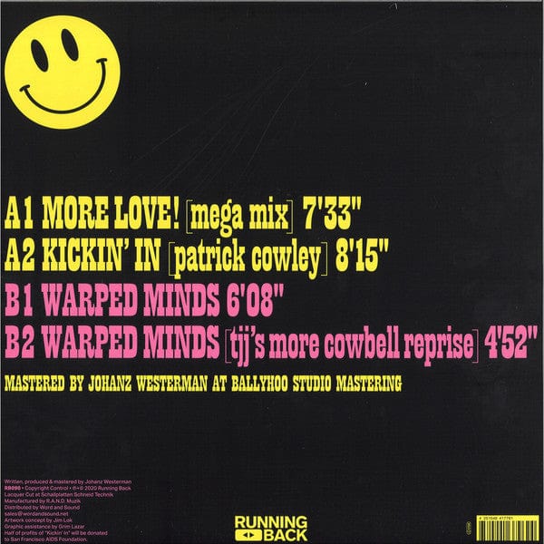 Thee J Johanz – More Love! (12", Running Back, 2020) Back Cover