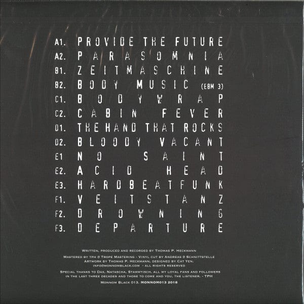 Thomas P. Heckmann – Body Music (3xLP, Monnom Black, 2018) Back Cover