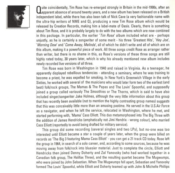 Tim Rose – Tim Rose / Through Rose Colored Glasses (CD, BGO Records) Image 5