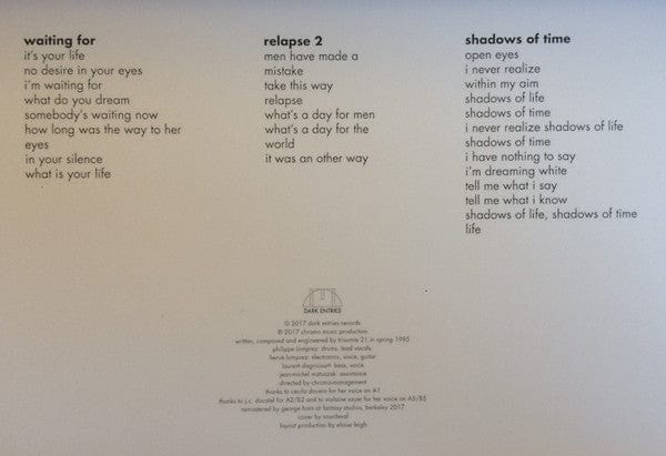 Trisomie 21 – Wait & Dance (12", Dark Entries, 2017) Image 4