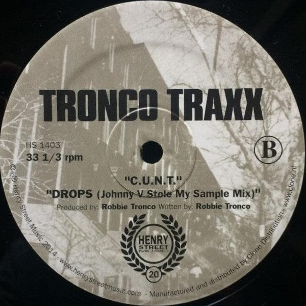 Tronco Traxx – Walk 4 Me (12", Henry Street Music, 2014) Back Cover