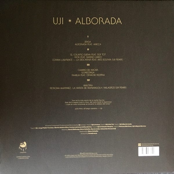 Uji – Alborada (2xLP, ZZK Records, 2018) Back Cover