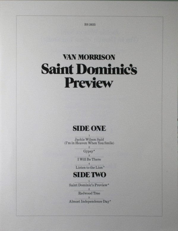 Van Morrison – Saint Dominic's Preview (LP, Terre Haute Pressing, Warner Bros. Records, 1972) Image 5