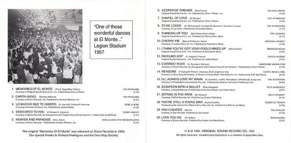 Various - Art Laboe's Memories Of El Monte (CD) Original Sound CD 081658196024