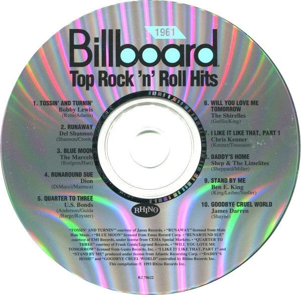 Various - Billboard Top Rock'N'Roll Hits - 1961 (CD) Rhino Records (2) CD 081227062224