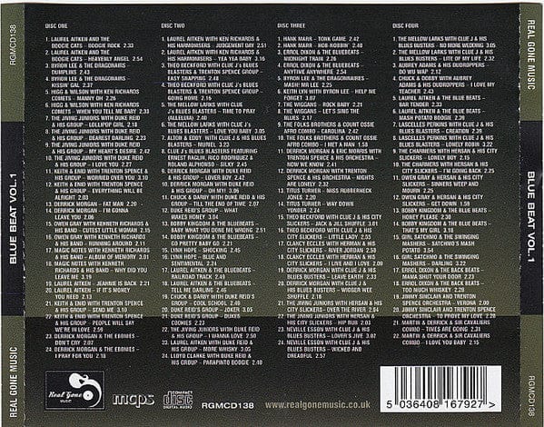 Various – Blue Beat: The Singles - Vol. 1 BB1 - BB48 (4xCD, Real Gone, 2014) Back Cover