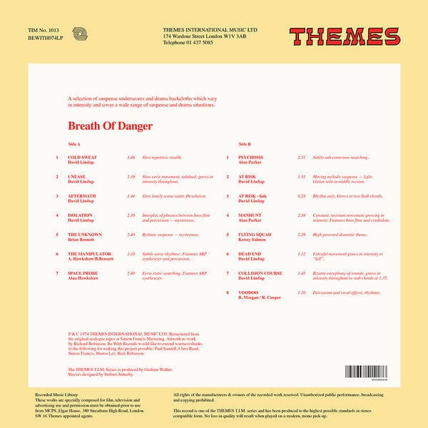 Various – Breath Of Danger (LP, 180g, Be With Records, 2019) Back Cover