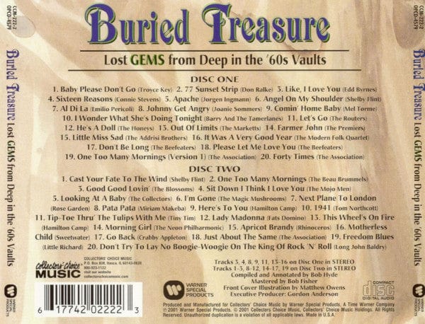 Various – Buried Treasure - Lost Gems From Deep In The '60s Vaults (2xCD, Collectors' Choice Music, 2001) Back Cover