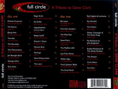 Various – Full Circle: A Tribute To Gene Clark (2xCD, Not Lame Recordings, 2000) Back Cover