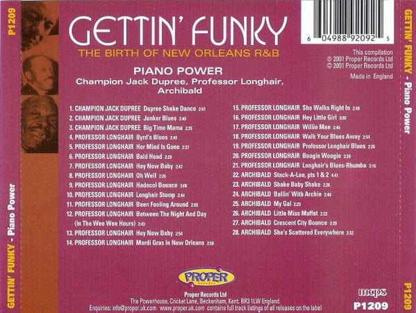 Various – Gettin' Funky The Birth Of New Orleans R & B (4xCD+Box Set, Proper Records, 2001) Image 5