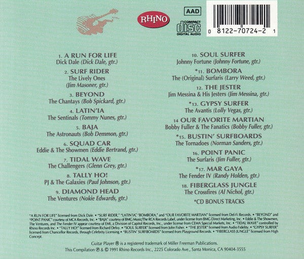 Various – Guitar Player Presents: Legends Of Guitar: Surf, Vol. 1 (CD, Rhino Records, 1991) Image 3