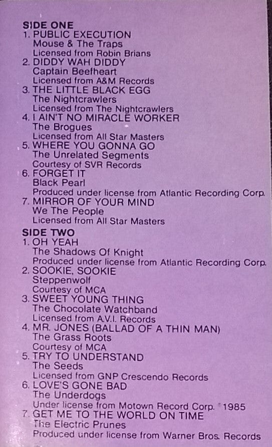 Various – Nuggets Volume Six: Punk, Part Two (Cassette, Rhino Records, 1985) Image 5