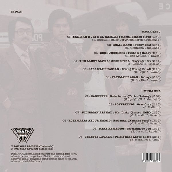 Various – Pencak Killa III - Melayu Funk & Rare Groove From South East Asia (LP, Gila Records, 2017) Back Cover