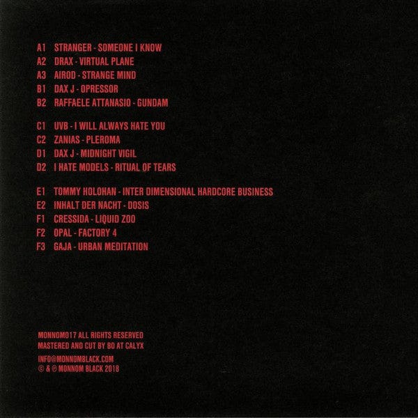 Various Artists – The World Of Monnom Black (3x12", Monnom Black, 2018) Back Cover