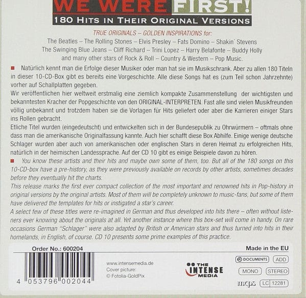Various – We Were First! (180 Hits In Their Original Versions) (10xCD+Box Set, The Intense Media) Back Cover