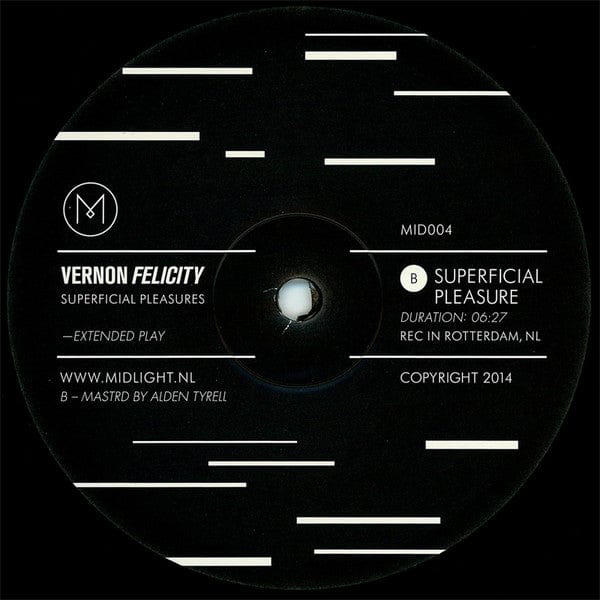 Vernon Felicity – Superficial Pleasures EP (12", 180gr, Midlight Records, 2014) Back Cover