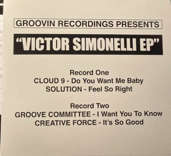 Victor Simonelli – Victor Simonelli EP (2x12", Groovin Recordings, 2021) Front Cover