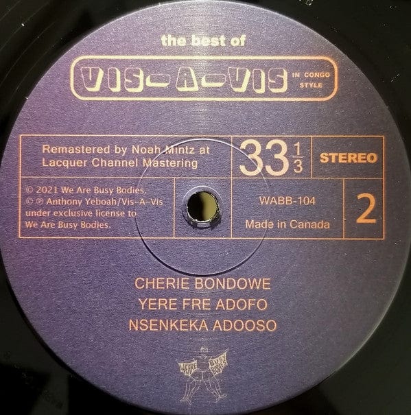Vis-A-Vis – The Best Of Vis-A-Vis In Congo Style (LP, We Are Busy Bodies, 2021) Image 4
