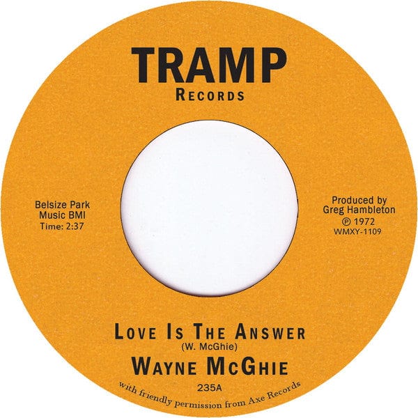 Wayne McGhie – Love Is The Answer (7", Tramp Records, 2017) Front Cover