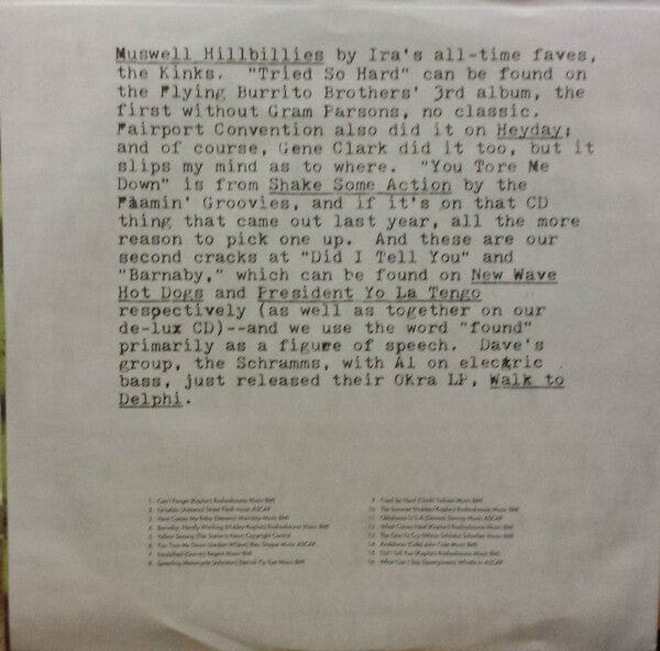 Yo La Tengo - Fakebook (LP) Bar/None Records Vinyl 032862002014