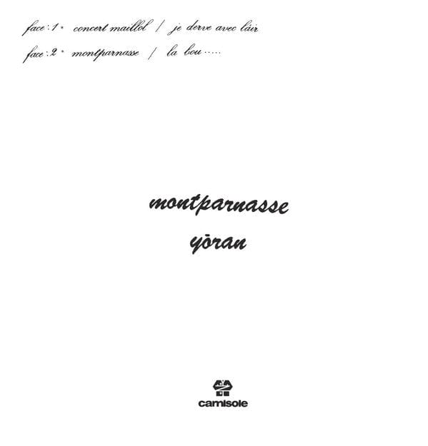 Yoran – Montparnasse (12", Camisole Records, 2019) Back Cover