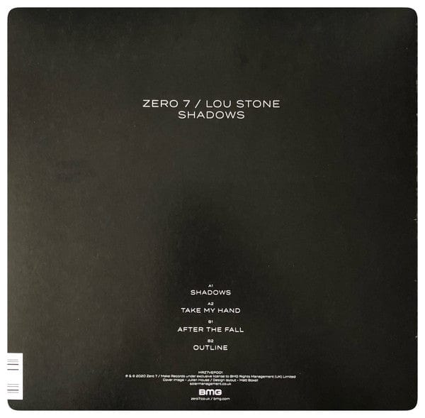 Zero 7 Lou Stone – Shadows (12", Make Records, 2021) Back Cover