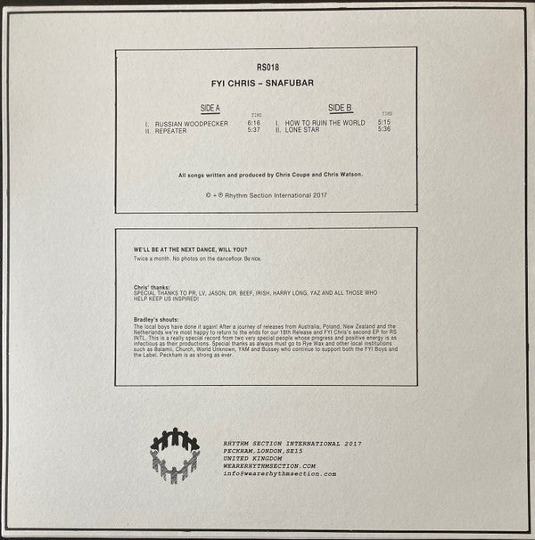 FYI Chris : Snafubar (12", EP)