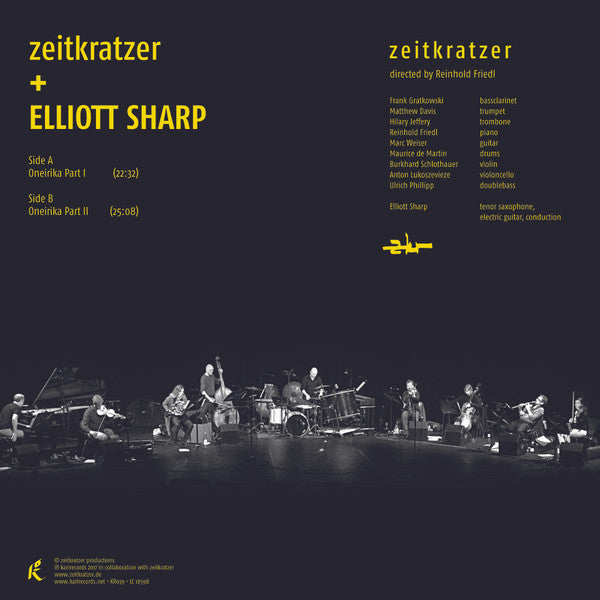 Zeitkratzer + Elliott Sharp : Oneirika (Live At Berghain Berlin) (LP, Album, Ltd, 180)