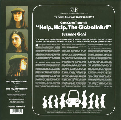 Suzanne Ciani – "Help, Help, The Globolinks!" (LP, Finders Keepers Records, 2017) Back Cover