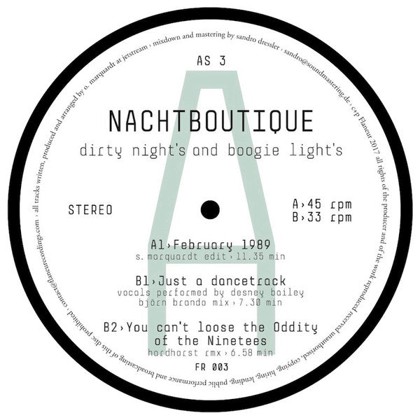 Nachtboutique – Dirty Night's And Boogie Light's (AS 3) (12", Flaneurecordings, 2017) Image 3