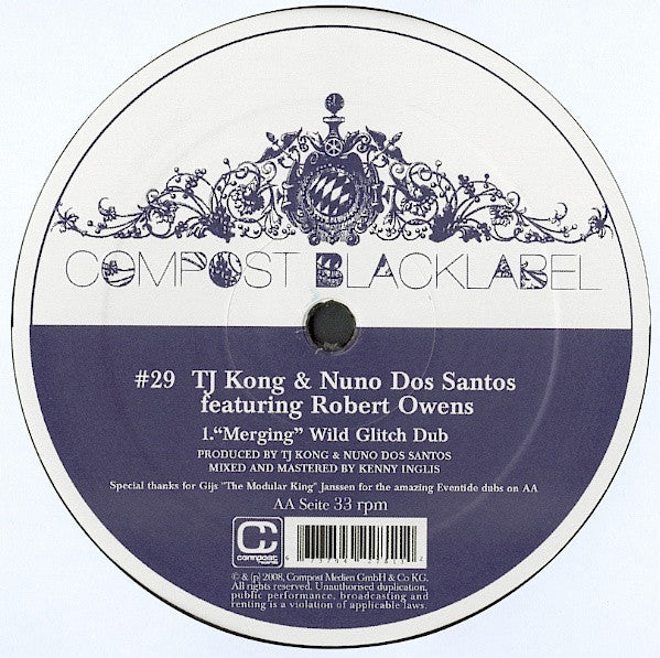 TJ Kong & Nuno Dos Santos Robert Owens – Merging (12", Compost Records, 2007) Back Cover