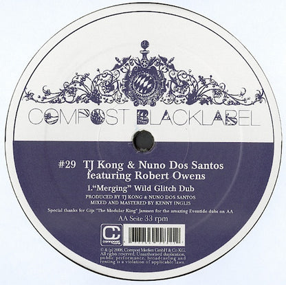 TJ Kong & Nuno Dos Santos Robert Owens – Merging (12", Compost Records, 2007) Back Cover
