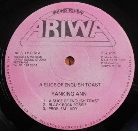 Ranking Ann : A Slice Of English Toast (LP, Album, RE)