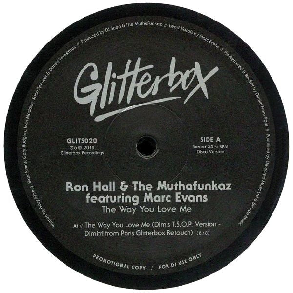 Ron Hall The MuthaFunkaz Marc Evans – The Way You Love Me (12", Glitterbox, 2018) Front Cover