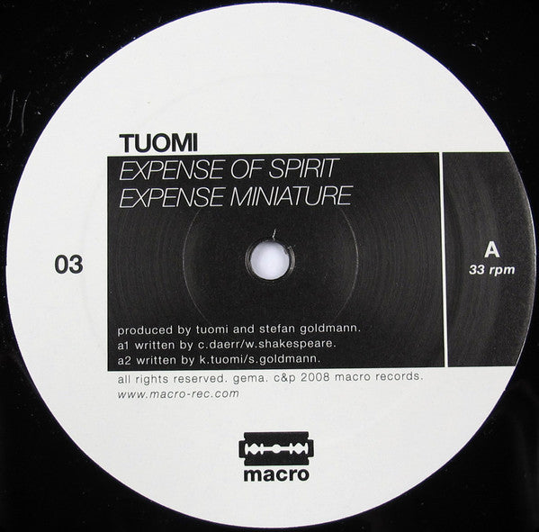 Tuomi : Expense Of Spirit (12", EP)