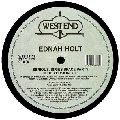 Ednah Holt : Serious, Sirius Space Party (12", Single, RE, RM)