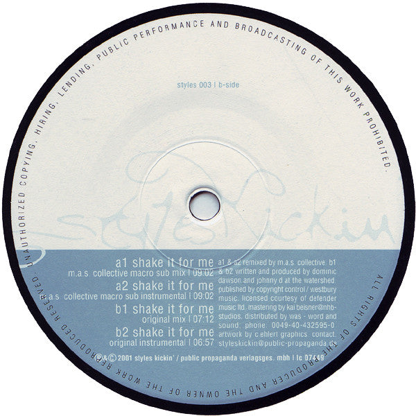 DJD Pres. The Hydraulic Dogs : Shake It For Me (12")